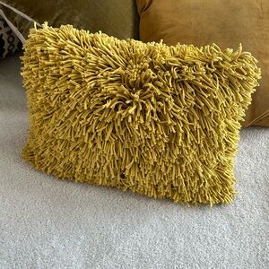 Crate and Barrel Remy 12x18” Canary shag pillow